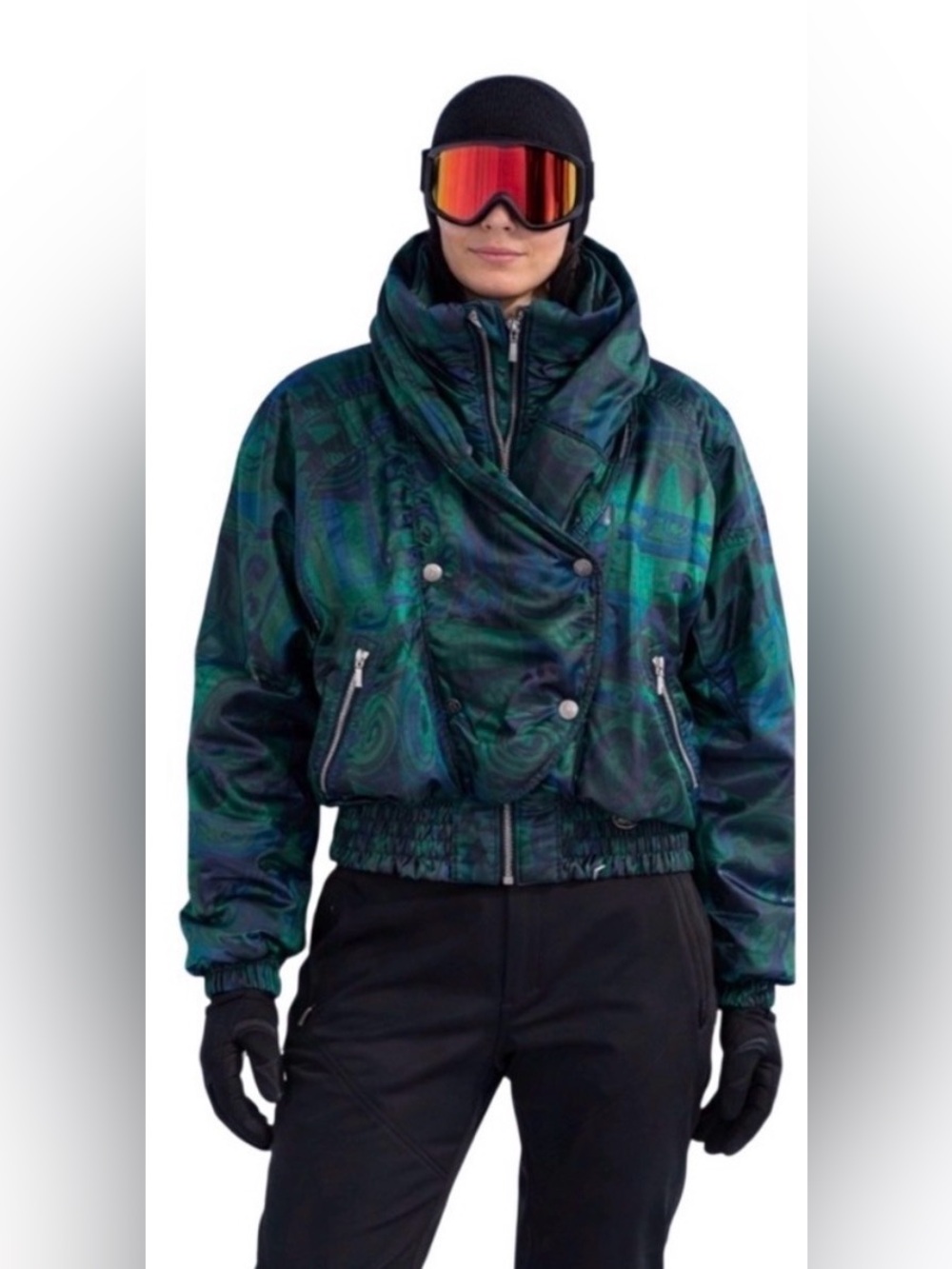 Vintage Nils Ski Parka 90’s Blue/Green Down Fill Sz 8 Oversized Winter Warm Y2K